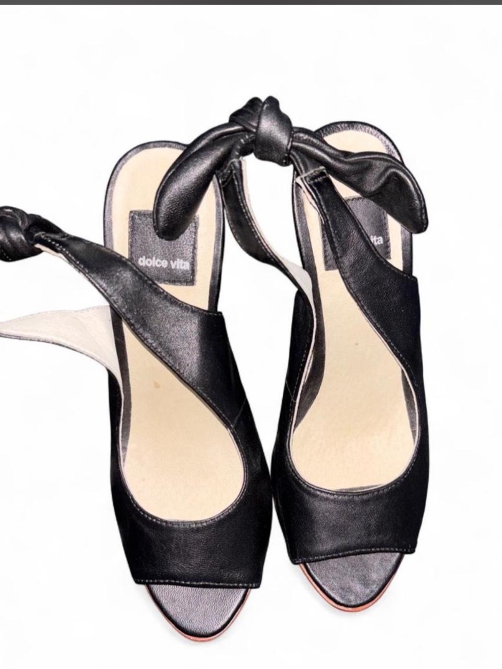 Dolce Vita Black Knotted Slingback Peep-Toe Heels